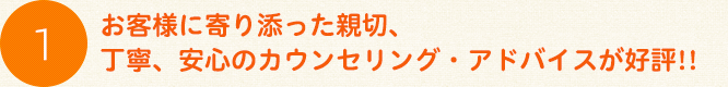 お客様に寄り添った親切、丁寧、安心の問診・アドバイスが好評!!